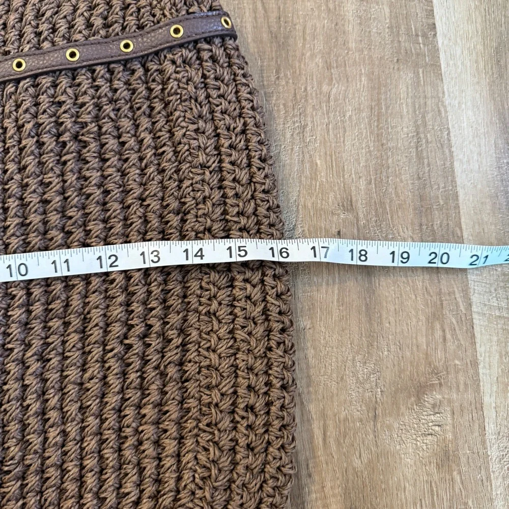 Lauren Ralph Lauren Brown Crochet Paper Straw Hobo Shoulder Bag Tote Large - Picture 11 of 13